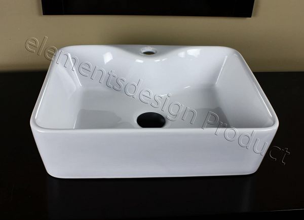 ELIMAX'S Bathroom Ceramic Porcelain Vessel Sink 7291 with Free Chrome Pop Up Drain (BFN05-brushed Nickel Faucet)
