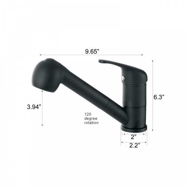 ELITE K20BL Black Finish Single Lever Pull Out Kitchen Faucet